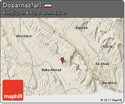 Shaded Relief 3D Map of Doparnaz̧arī