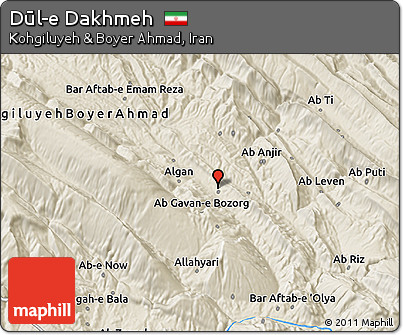 Shaded Relief 3D Map of Dūl-e Dakhmeh