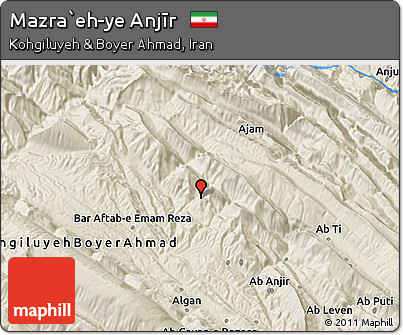 Shaded Relief 3D Map of Mazra`eh-ye Anjīr