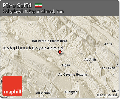 Shaded Relief 3D Map of Pīr-e Sefīd