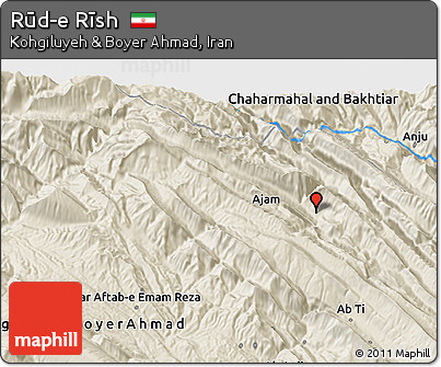Shaded Relief 3D Map of Rūd-e Rīsh