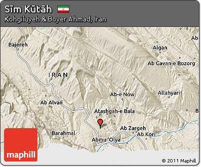 Shaded Relief 3D Map of Sīm Kūtāh