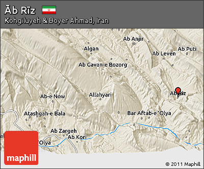 Shaded Relief 3D Map of Āb Rīz