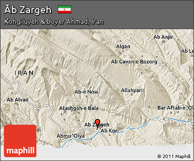 Shaded Relief 3D Map of Āb Zargeh