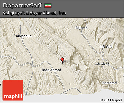 Shaded Relief 3D Map of Doparnaz̧arī