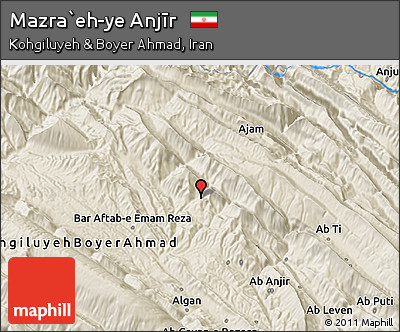 Shaded Relief 3D Map of Mazra`eh-ye Anjīr