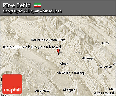 Shaded Relief 3D Map of Pīr-e Sefīd