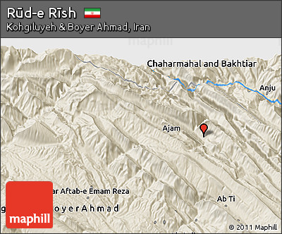 Shaded Relief 3D Map of Rūd-e Rīsh