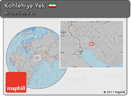 Gray Location Map of Kohleh-ye Yek, hill shading