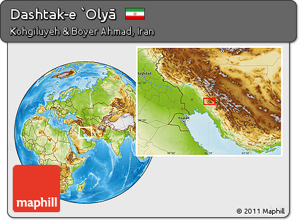 Physical Location Map of Dashtak-e `Olyā