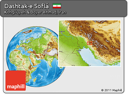 Physical Location Map of Dashtak-e Soflá