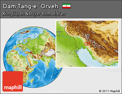 Physical Location Map of Dam Tang-e `Orveh
