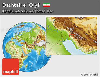 Physical Location Map of Dashtak-e `Olyā