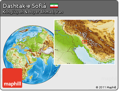 Physical Location Map of Dashtak-e Soflá
