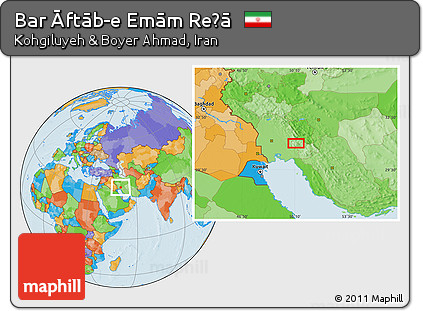 Political Location Map of Bar Āftāb-e Emām Reẕā