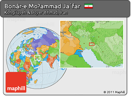 Political Location Map of Bonār-e Moḩammad Ja`far