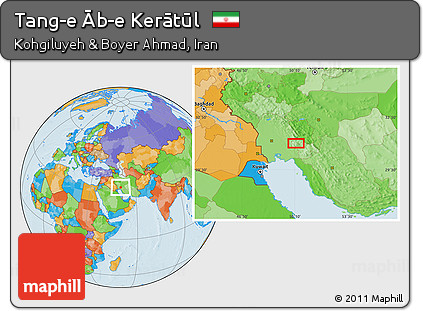 Political Location Map of Tang-e Āb-e Kerātūl