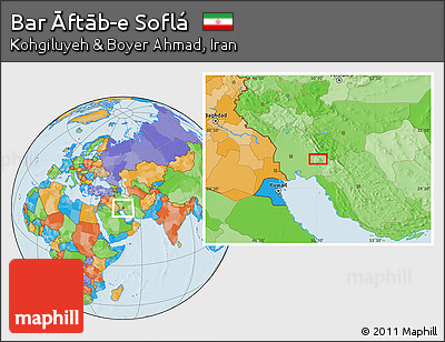Political Location Map of Bar Āftāb-e Soflá
