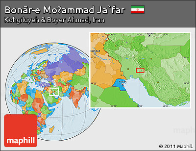 Political Location Map of Bonār-e Moḩammad Ja`far