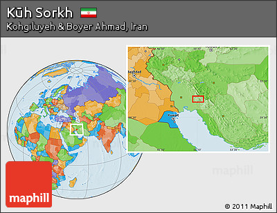 Political Location Map of Kūh Sorkh