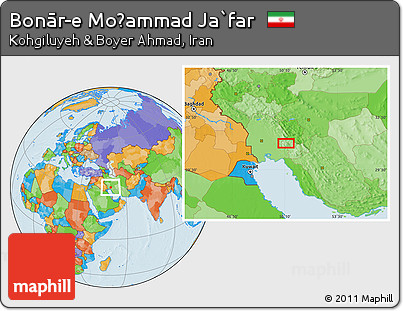 Political Location Map of Bonār-e Moḩammad Ja`far
