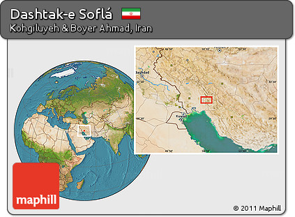 Satellite Location Map of Dashtak-e Soflá