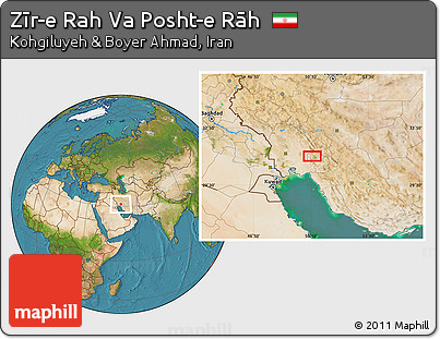 Satellite Location Map of Zīr-e Rah Va Posht-e Rāh
