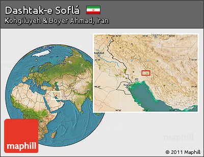 Satellite Location Map of Dashtak-e Soflá