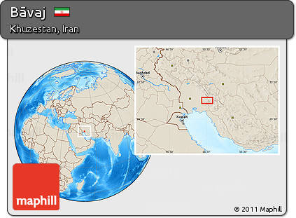 Shaded Relief Location Map of Bāvaj