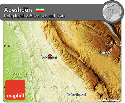 Physical Map of Ābeshdūn