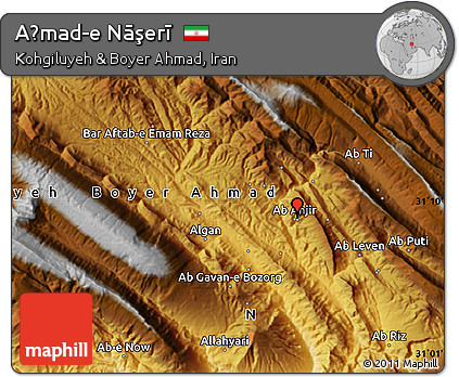 Physical Map of Aḩmad-e Nāşerī