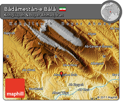 Physical Map of Bādāmestān-e Bālā