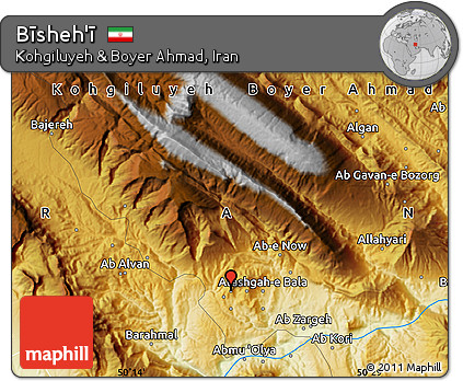 Physical Map of Bīsheh'ī