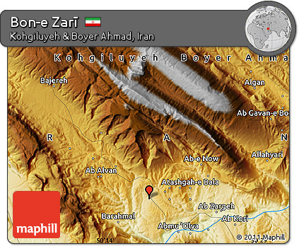 Physical Map of Bon-e Zarī