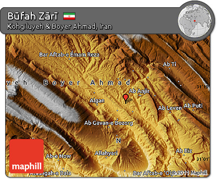 Physical Map of Būfah Zārī