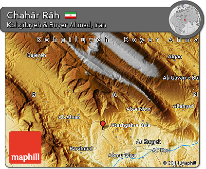 Physical Map of Chahār Rāh