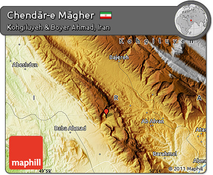 Physical Map of Chendār-e Māgher