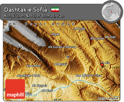 Physical Map of Dashtak-e Soflá