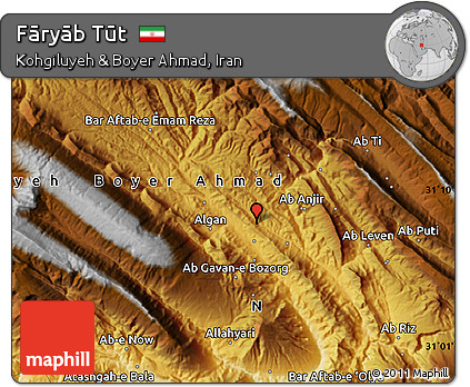 Physical Map of Fāryāb Tūt