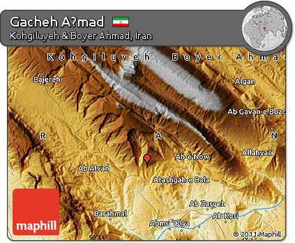 Physical Map of Gacheh Aḩmad