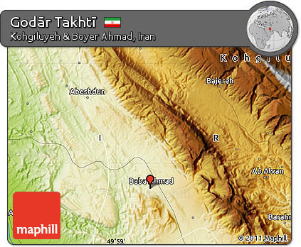 Physical Map of Godār Takhtī