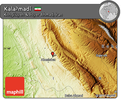 Physical Map of Kalaḩmadī