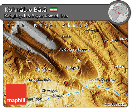 Physical Map of Kohnāb-e Bālā