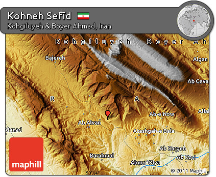 Physical Map of Kohneh Sefīd