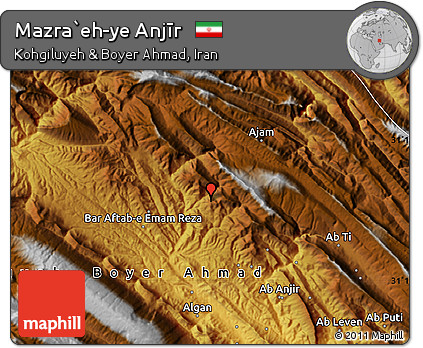 Physical Map of Mazra`eh-ye Anjīr