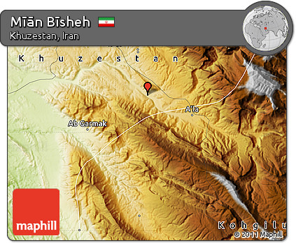 Physical Map of Mīān Bīsheh