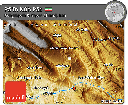 Physical Map of Pā'īn Kūh Pāt