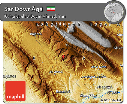 Physical Map of Sar Dowr Āqā
