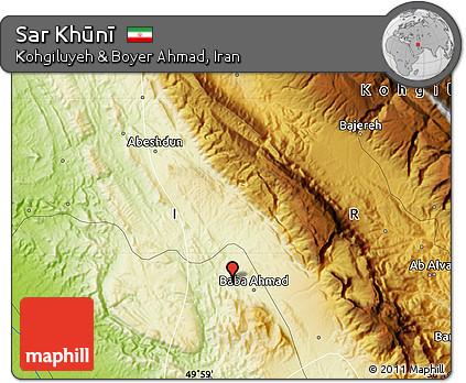 Physical Map of Sar Khūnī