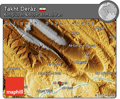 Physical Map of Takht Derāz